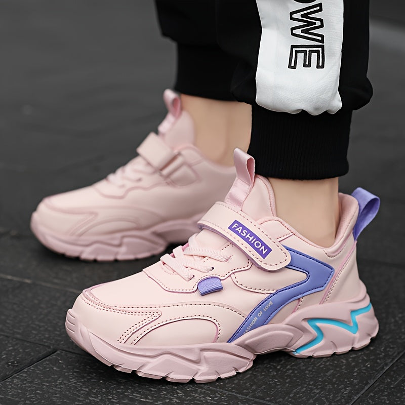 Girls Outdoor Casual Sneakers with Soft Sole, Round Toe, Low Top, TPR Sole