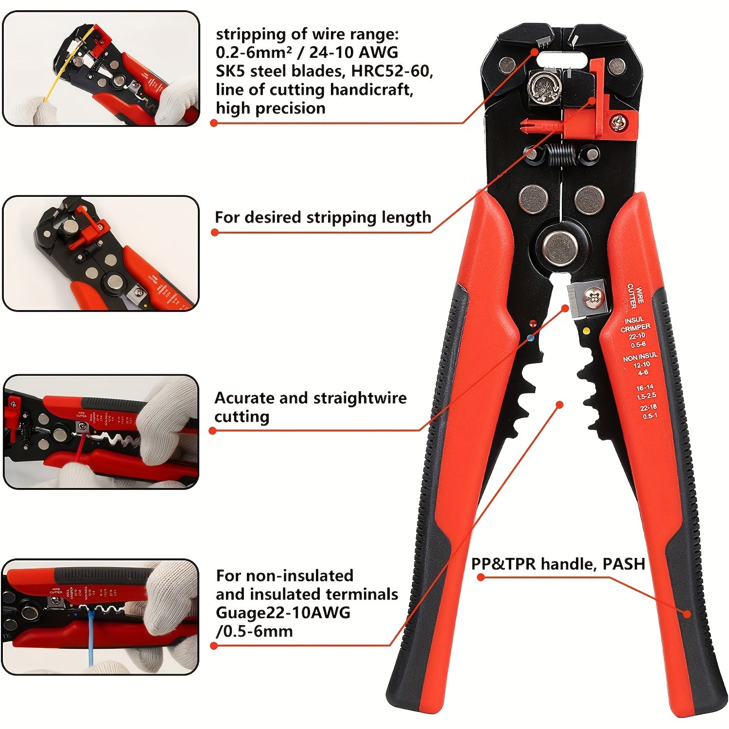 Automatic Wire Stripper Tool for Electrical Wire Cutting Crimping and Stripping
