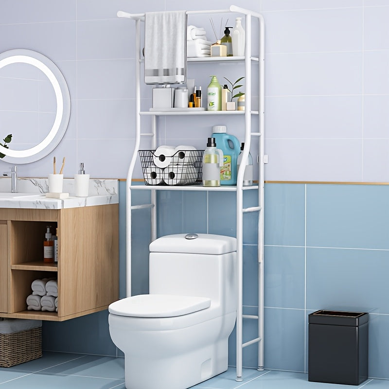 Qora metall burchakli polka, osma rodli, 3 qavatli hammom uchun saqlash racki