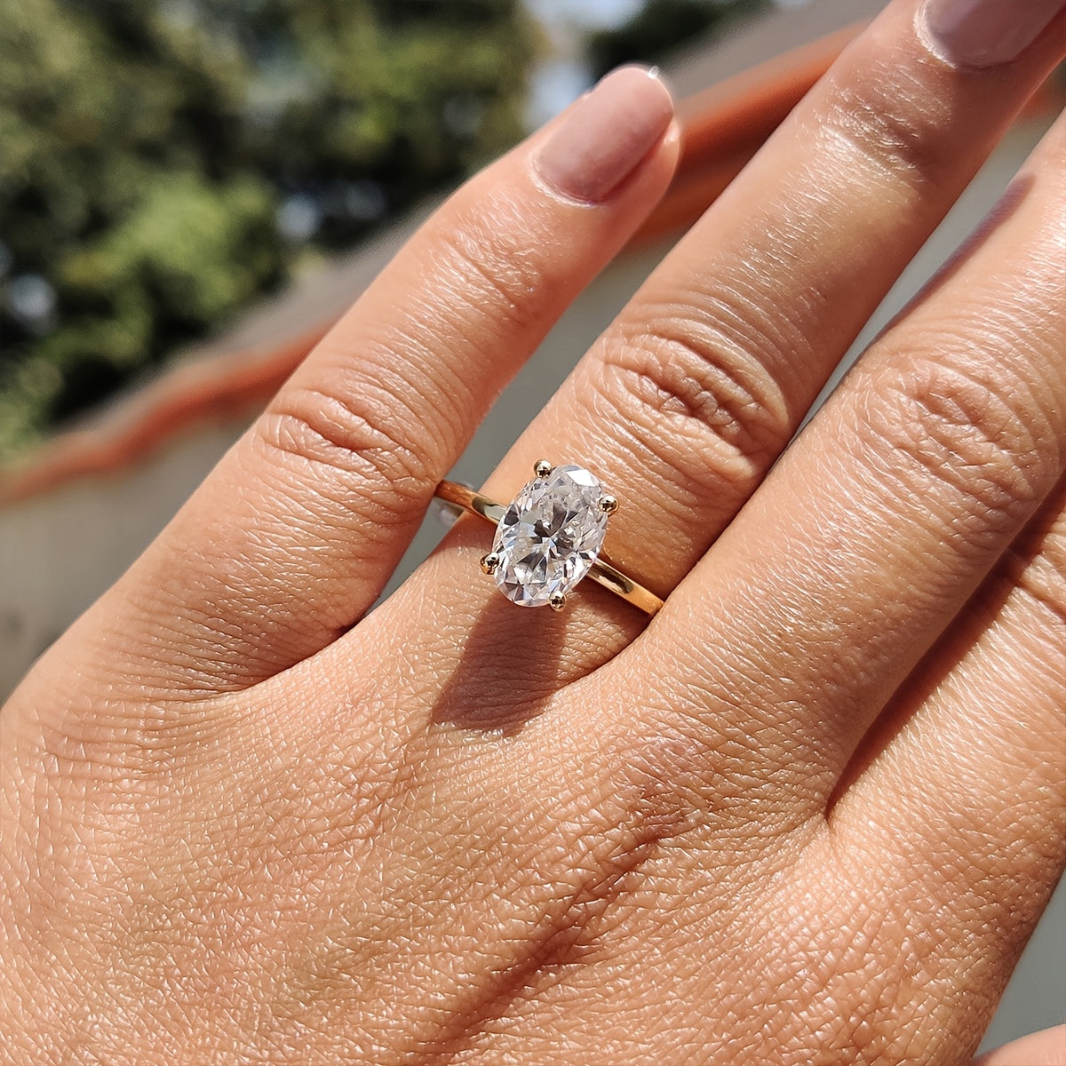 Sterling Silver Oval Cubic Zirconia Engagement Ring 1CT 2CT 3CT for Women