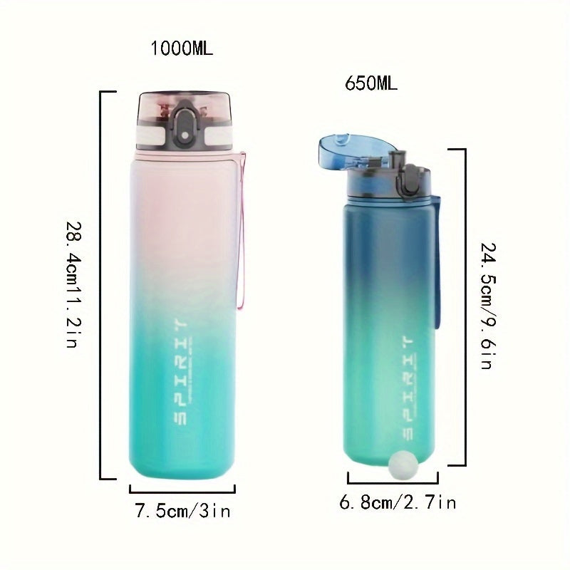650ml Portable Water Bottle Leakproof Gradient Plastic for Outdoor Travel