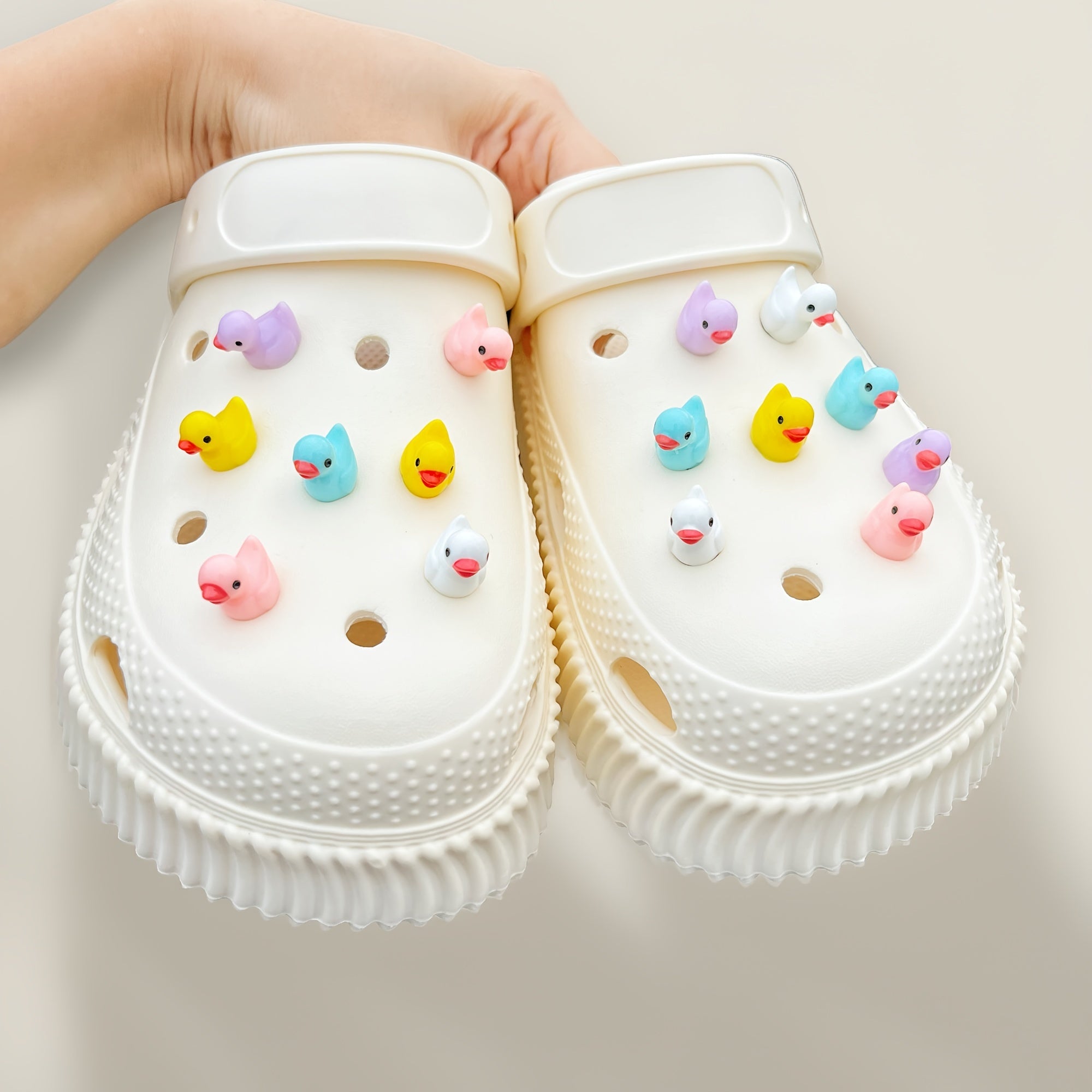 15Pcs Cute 3D Duck PVC Shoe Charms for Sandals Slippers Decoration