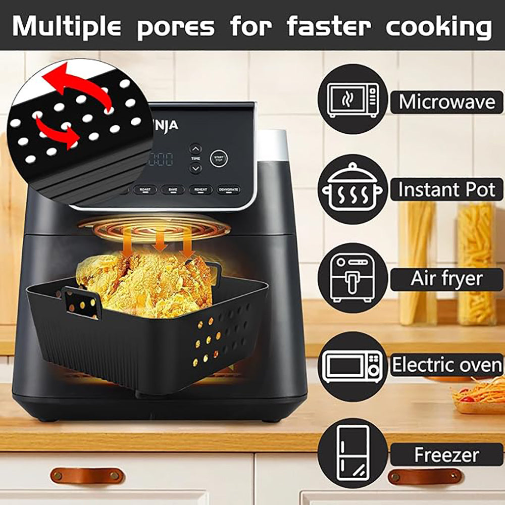 Kvadrat Silikonli Havo Qovurish Panjarasi Takrorlanuvchi Savat Philips va COSORI uchun 1 dona