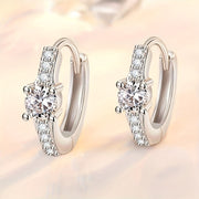 Retro-Inspired S925 Silver Earrings Rhinestone Round Hollow Center Jewelry for Women