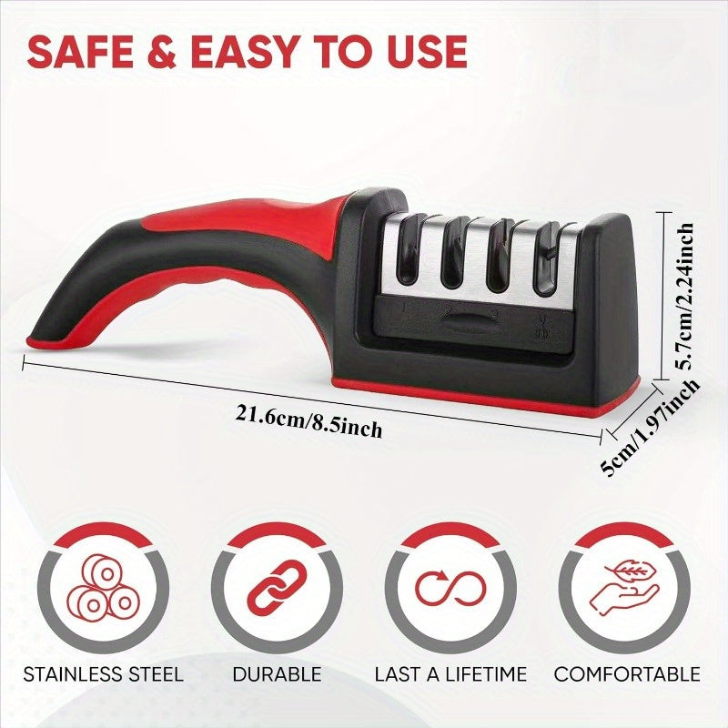 Portable 4-in-1 Knife Sharpener Ceramic Tungsten Steel Inserts Kitchen Tool