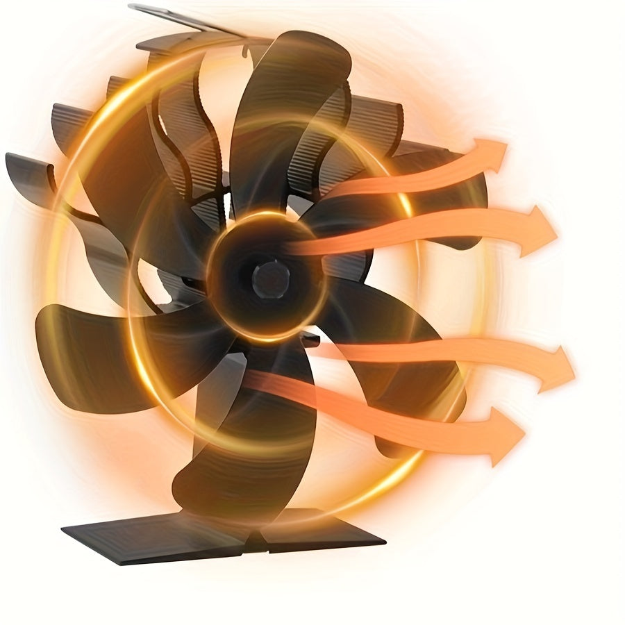 6-Blade Log Burning Fan for Large Rooms, Silent Operation, Heat Distribution