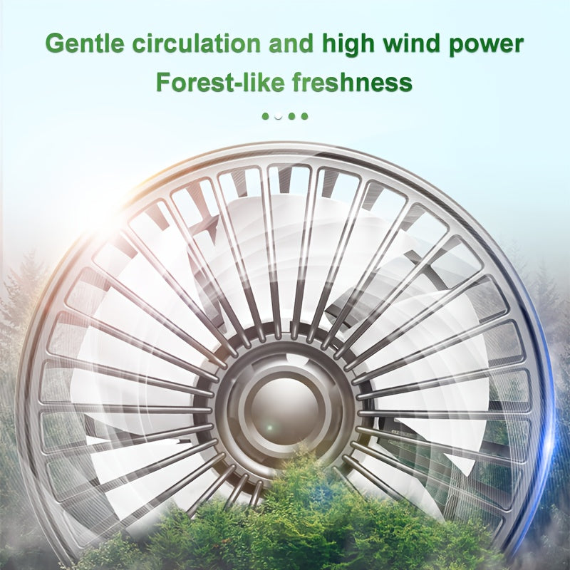 Dual Head Portable Car Fan with 5-Blade Turbo Airflow, USB Powered