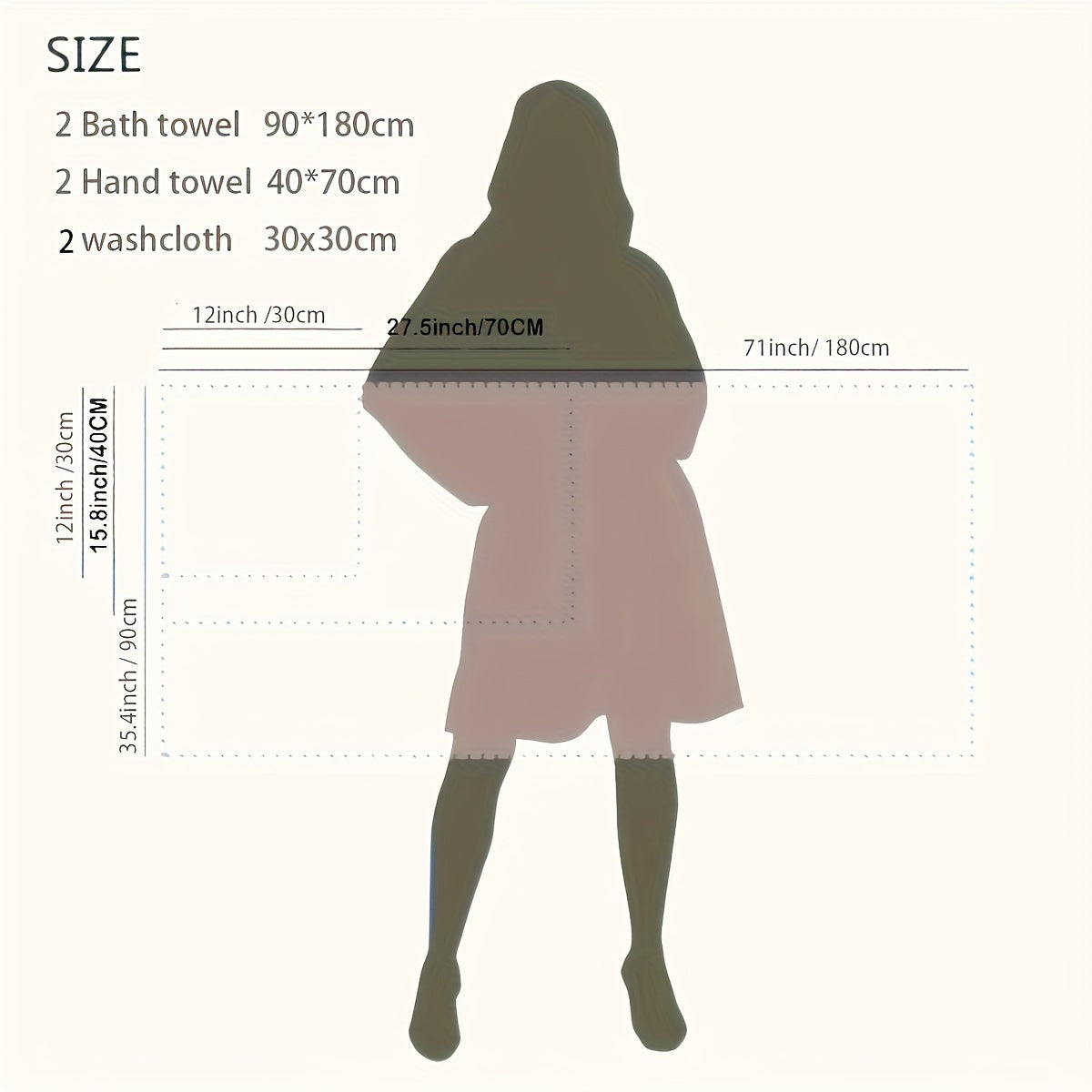 6-Piece Bath Towel Set with 2 Square Towels 2 Hand Towels and 2 Bath Towels Soft Absorbent Spa Hotel