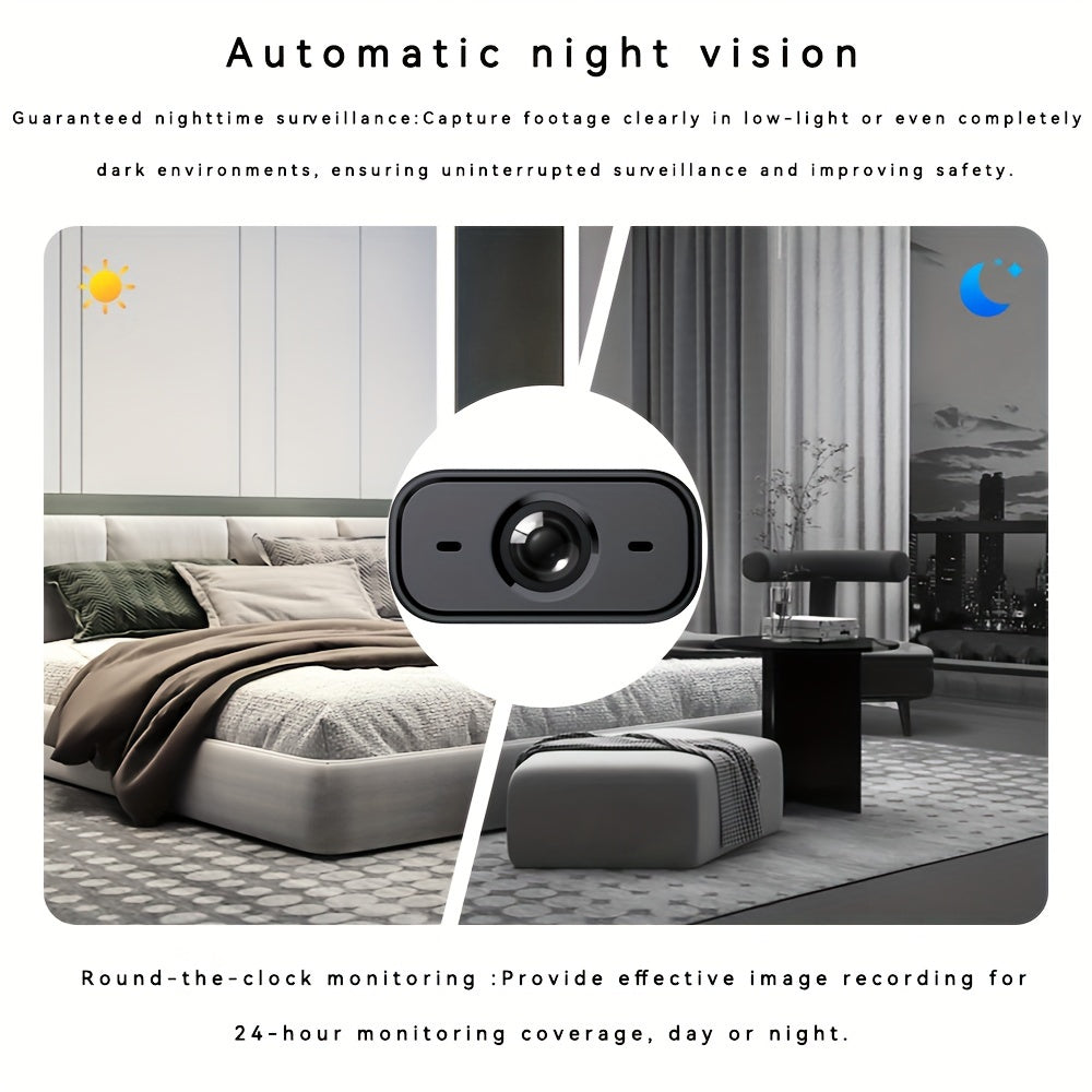 Mini Security Camera with Infrared Night Vision Motion Detection Indoor Surveillance for Home and Pet Monitoring
