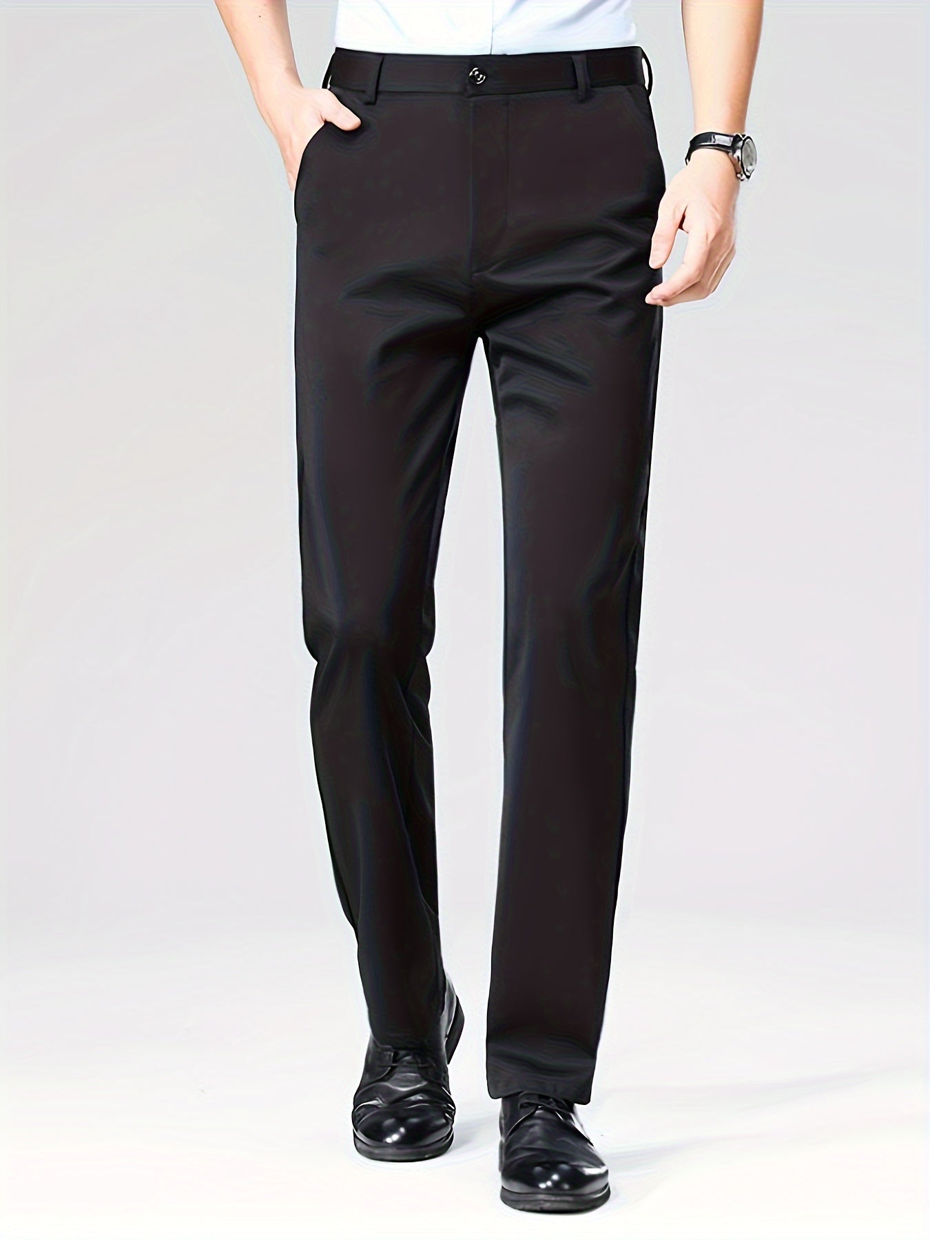 Men's Casual Long Trousers Business Slacks Straight Leg Pants for Men