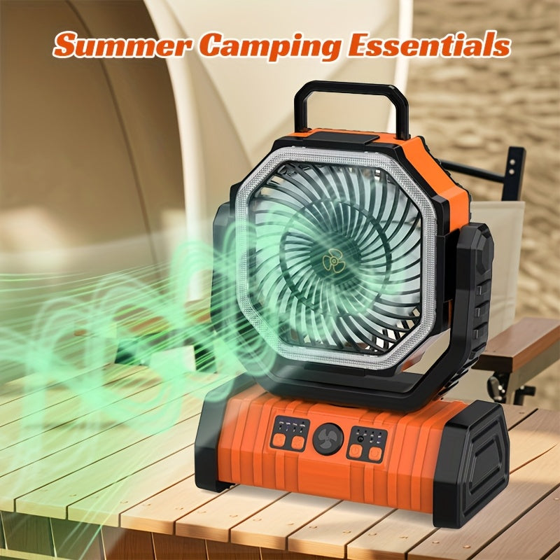 Portable Camping Fan with Wall Mount, Rechargeable USB Battery, Strong Wind