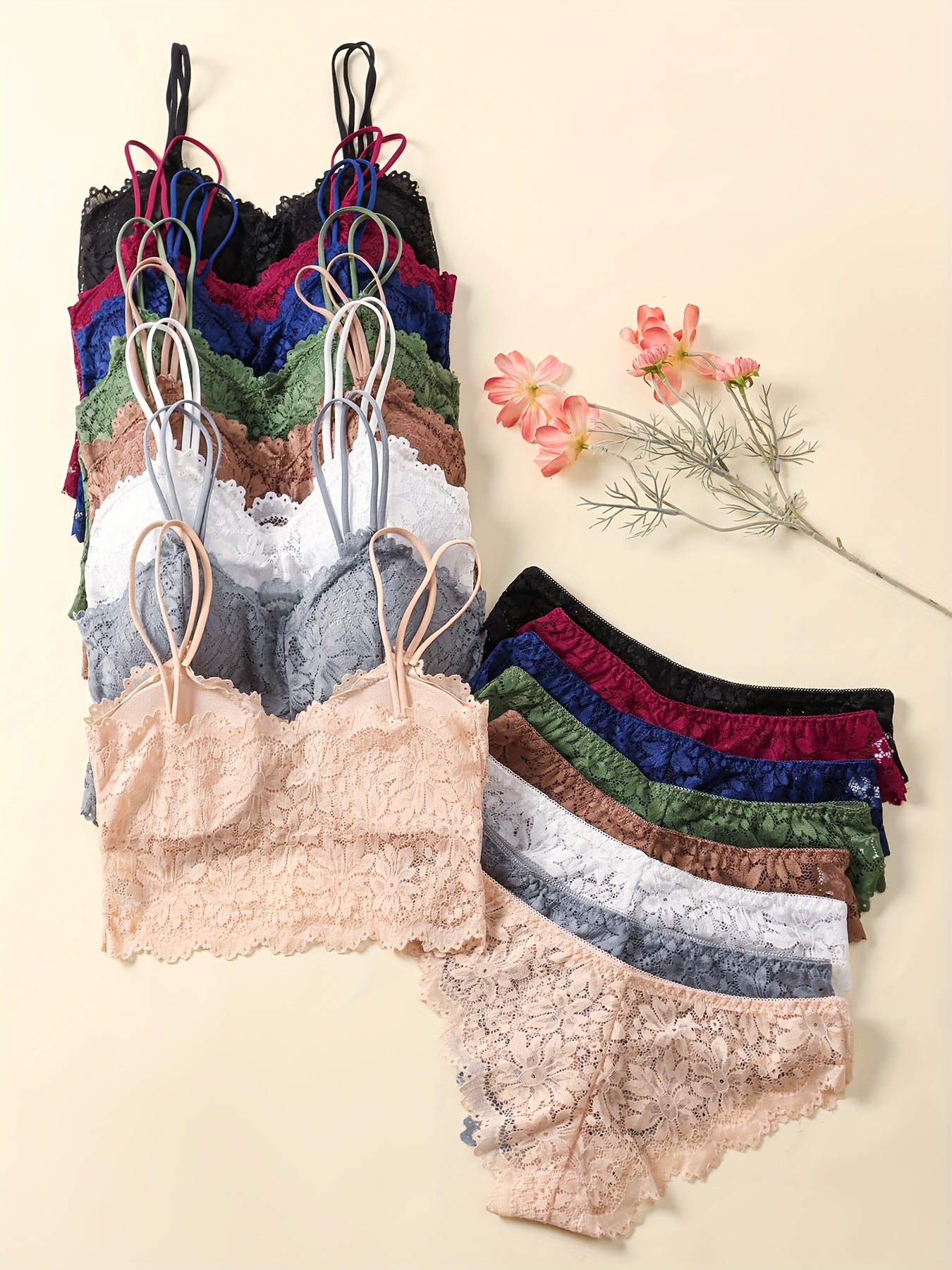 Восьмицветный комплект женского нижнего белья и трусиков
