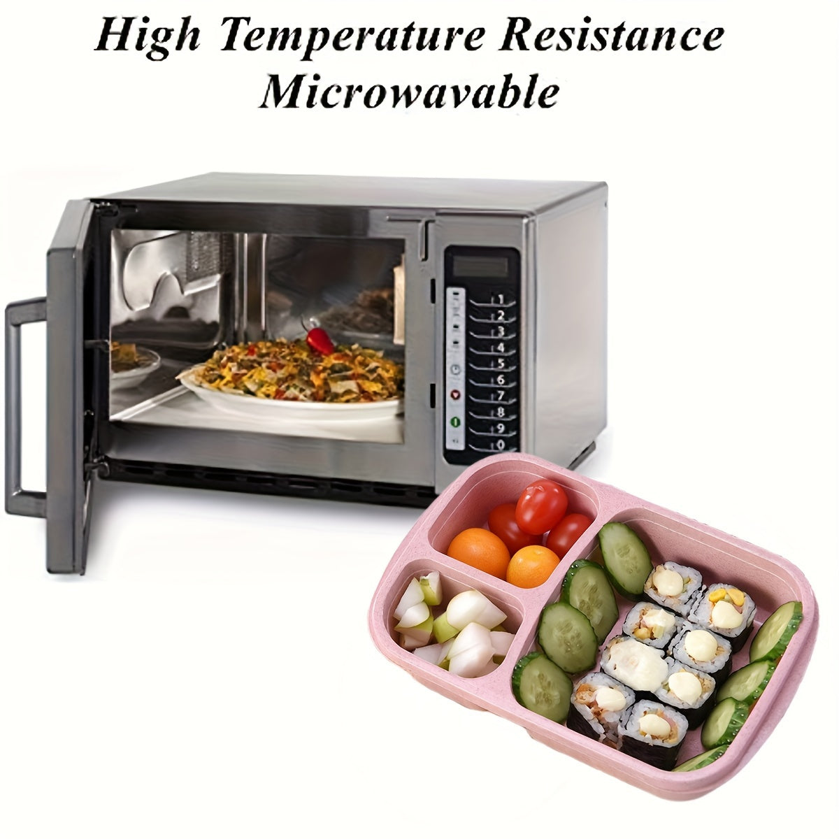 3 bo'limli Bento qutilari, maktab, ish, sayohat uchun qayta ishlatiladigan atıştırmalık konteynerlari