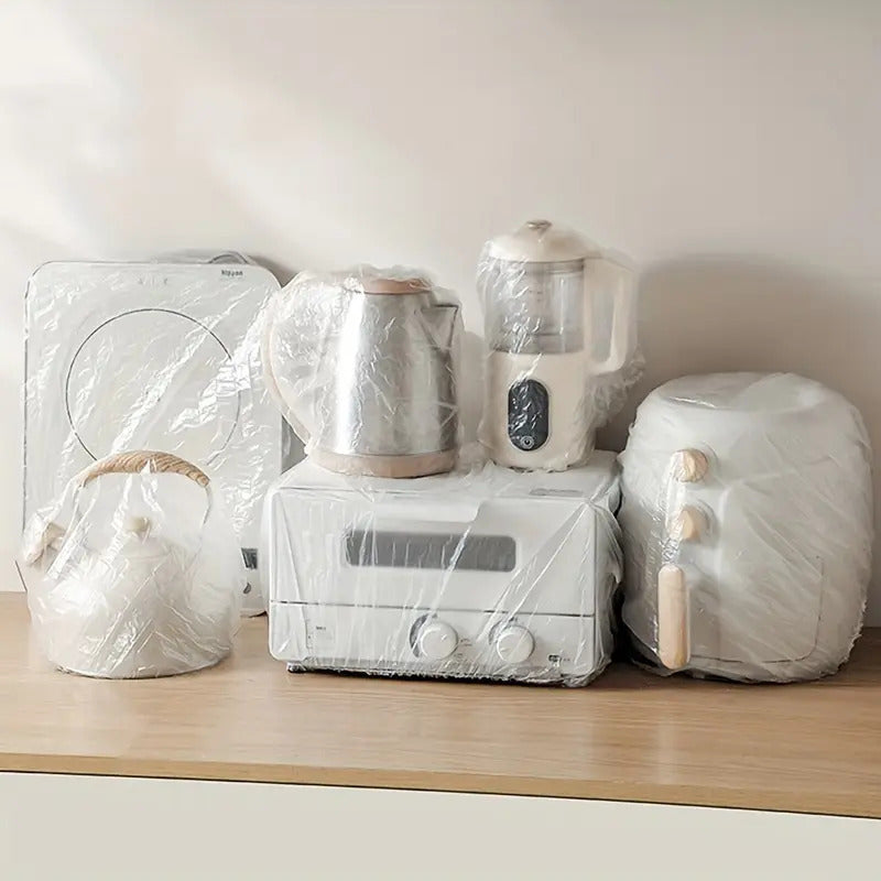50 Pcs Disposable Clear Kitchen Appliance Covers Oil Dust Dirt Proof for Fans Blenders Pressure Cookers in 2 Sizes
