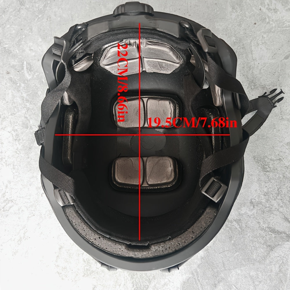 Fiberglass Tactical Helmet with Accessory Rails Adjustable Straps for Training and Adventure Gear