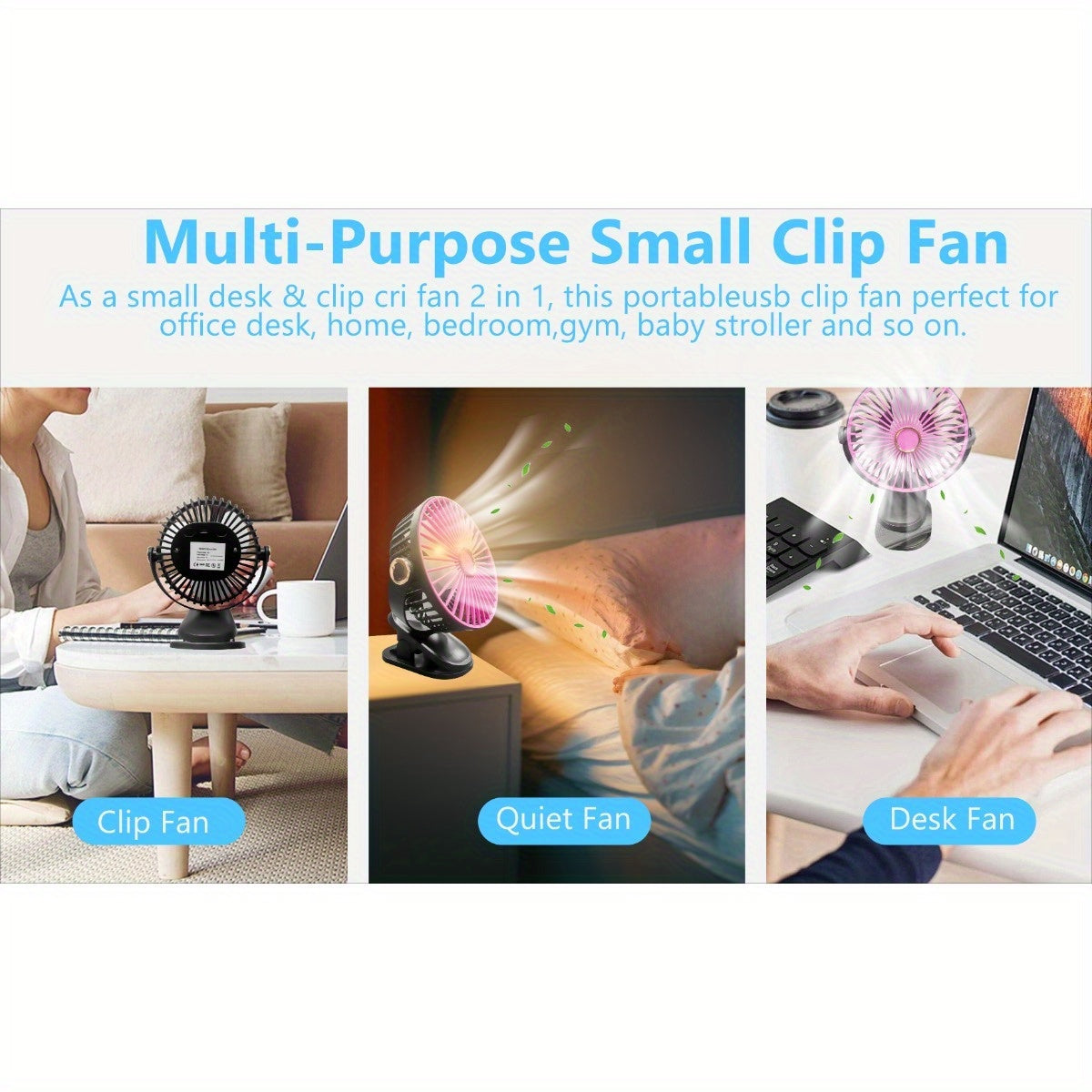 Rechargeable LED Camping Fan with 5-Speed Adjustable Air Circulation and 360° Rotation