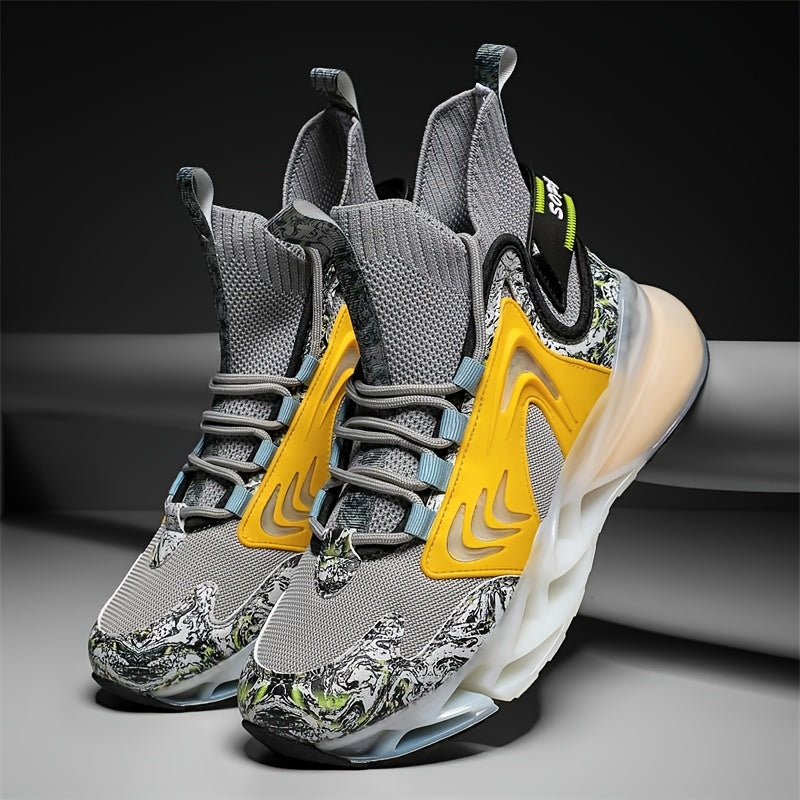 Men's Mesh Canvas High Top Sneakers for Outdoor Sports Casual Style