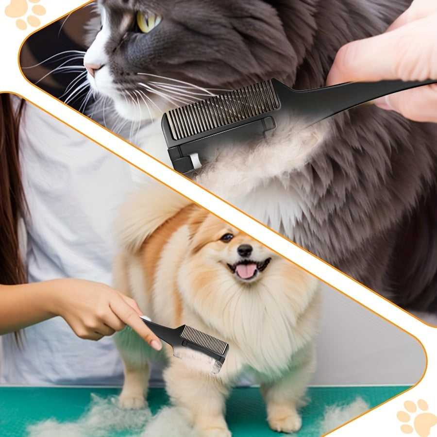 Pet Razor Comb with 10 Replacement Blades for Dog Grooming Safe Shedding and Thinning