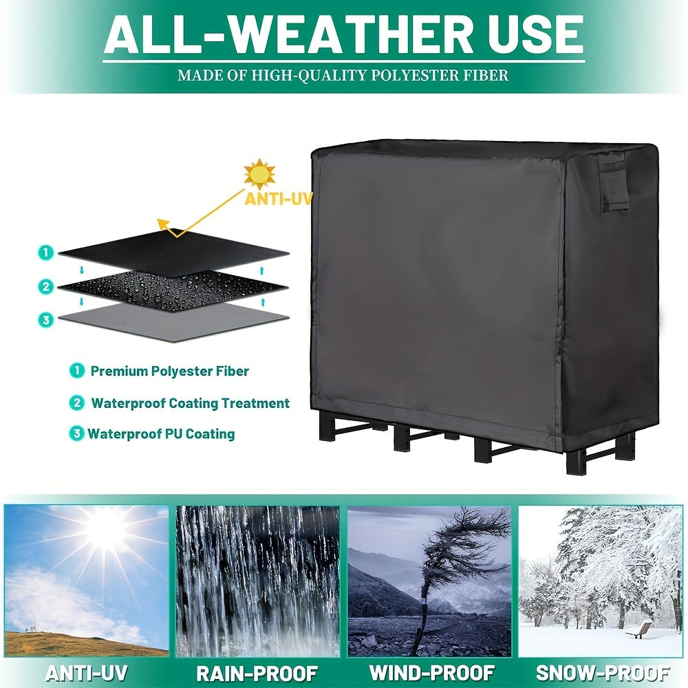 Heavy-Duty Outdoor Firewood Rack Cover Waterproof Weather-Resistant Fits 4ft & 8ft Log Racks