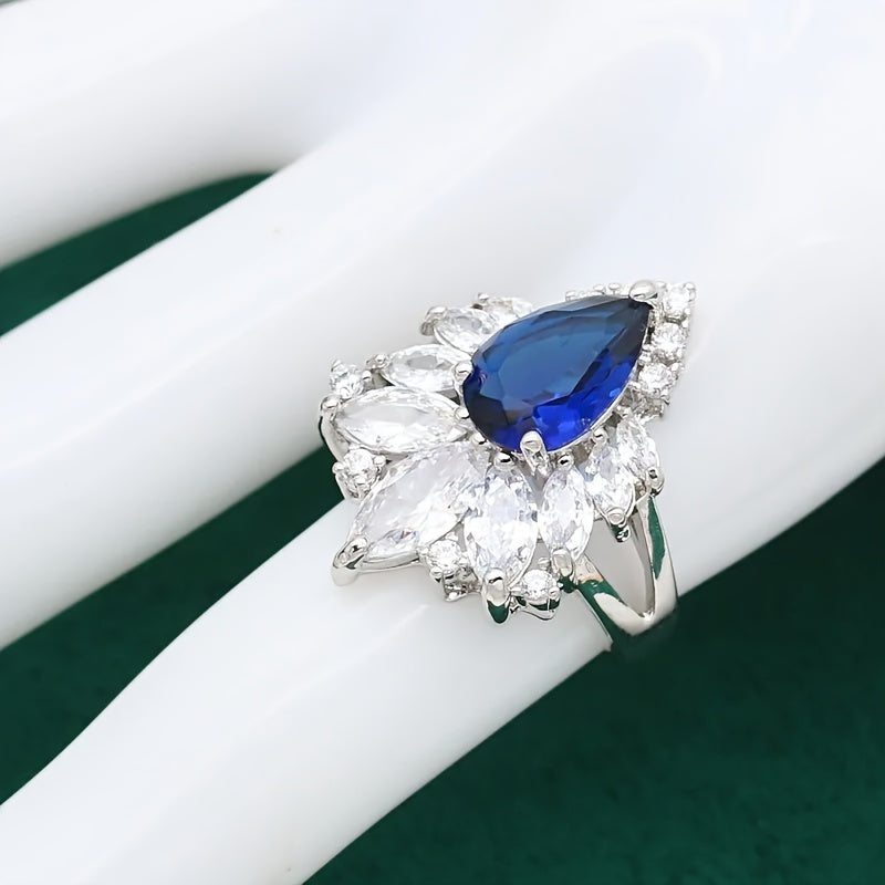 Ayollar uchun zargarlik buyumlari to'plami, 5 ta, platina qoplangan mis, sun'iy zirkon bilan, to'y va maxsus tadbirlar uchun