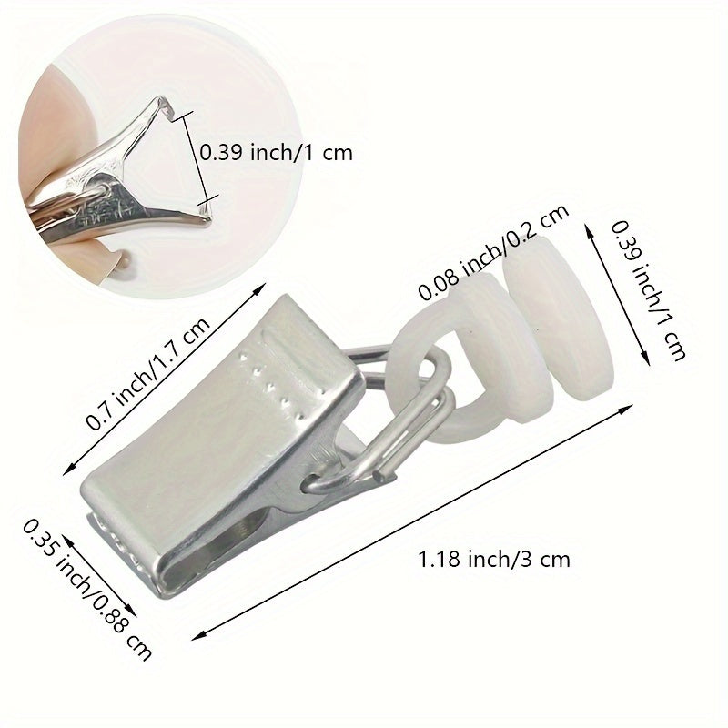 50 Stainless Steel Curtain Clip Rings with Roller Balls and Serrated Clasp