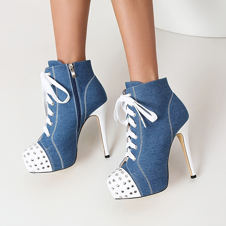 Women's Faux Leather Ankle Boots with Adjustable Strap and Platform Heel