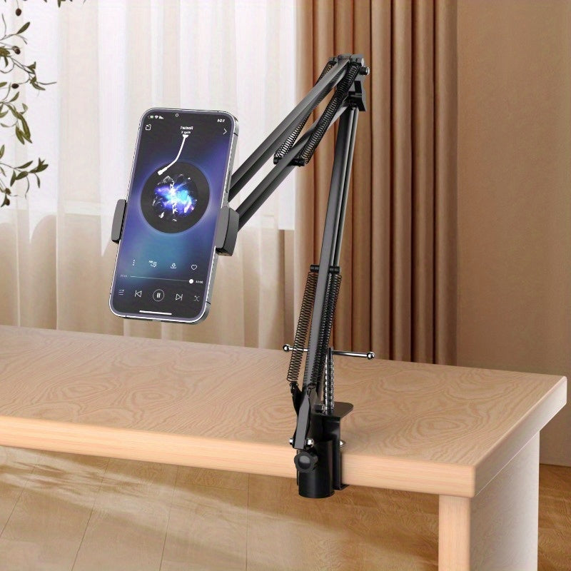 Adjustable Mobile Phone and Tablet Holder with 360-Degree Rotation for Hands-Free Use