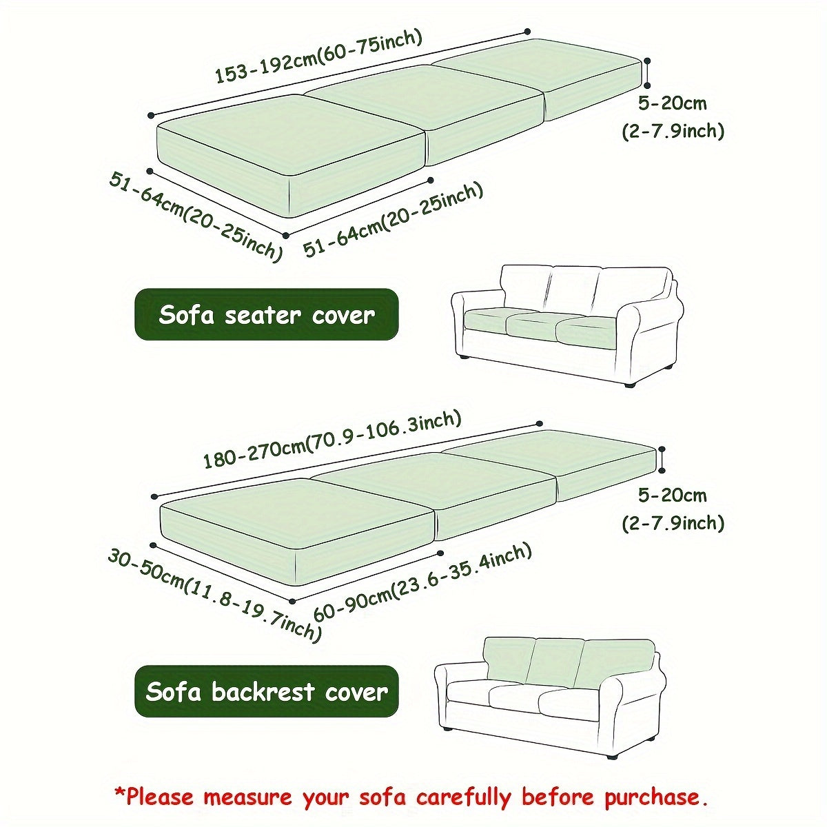 Waterproof Corn Grain Material Sofa Cushion Covers Set of 2 or 6 Protect Furniture Home Decor