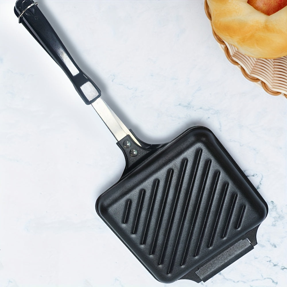 Stovetop Sandwich Maker Non-Stick Plates for Gas and Induction Stoves Black