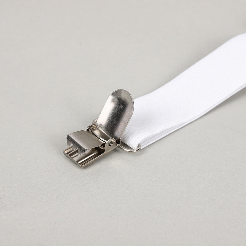 White Adjustable Bed Sheet Clips with Anti-Slip Buckles and Straps