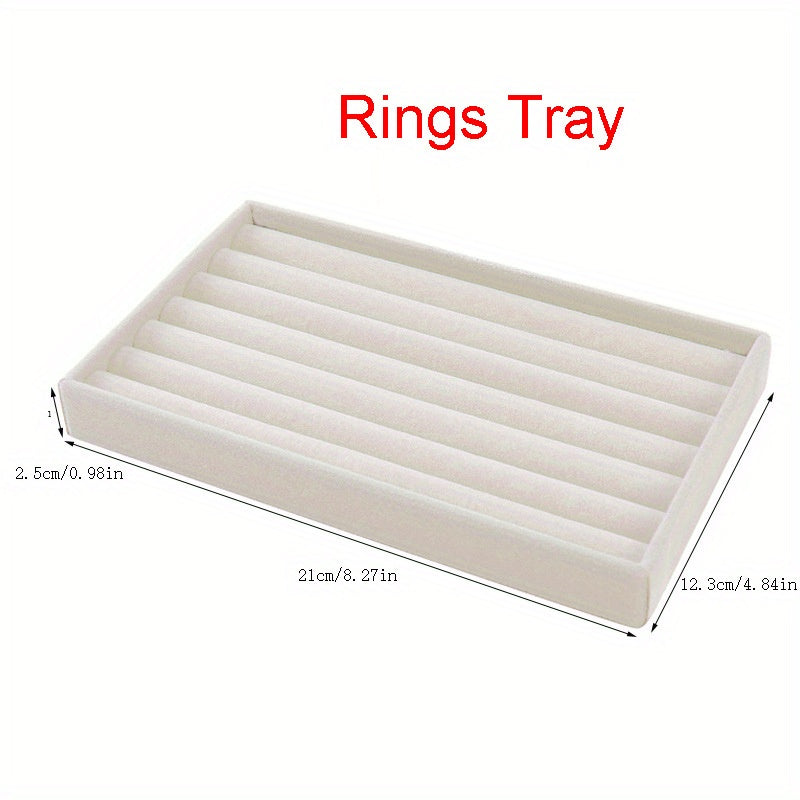 Bandeja organizadora de joyas de terciopelo para pendientes, anillos y collares