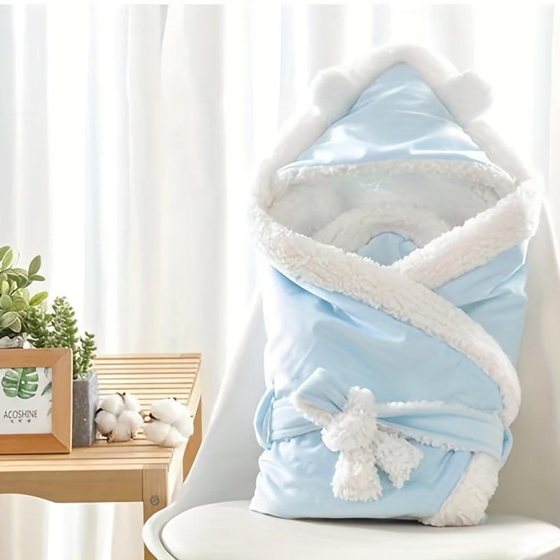Baby Hooded Swaddle Blanket for Infants and Toddlers Soft Polyester Fleece Multi-Color Patchwork