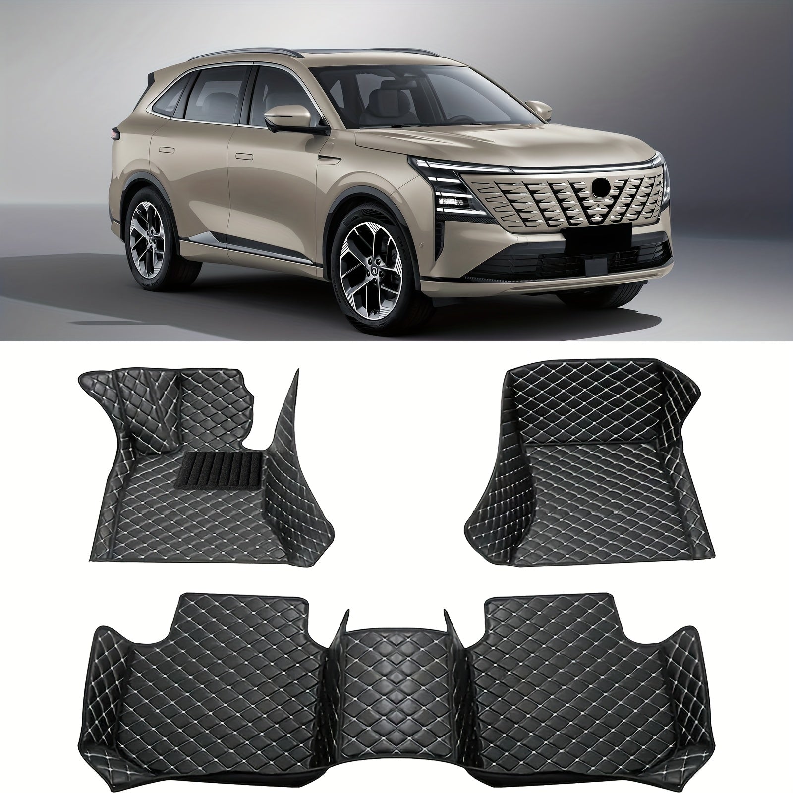 Juego de 3 alfombrillas de coche de cuero sintético para suelo, protección para todo tipo de clima, alfombrillas duraderas para coche