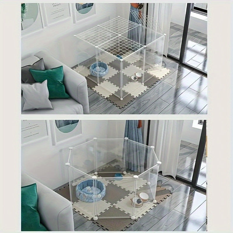 Flexible Clear Pet Playpen for Rabbits, Small Dogs, Cats Indoor Outdoor