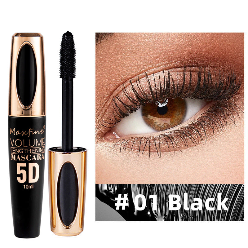 Women Silk Fiber Mascara Black Waterproof Volumizing Lengthening Long Lasting