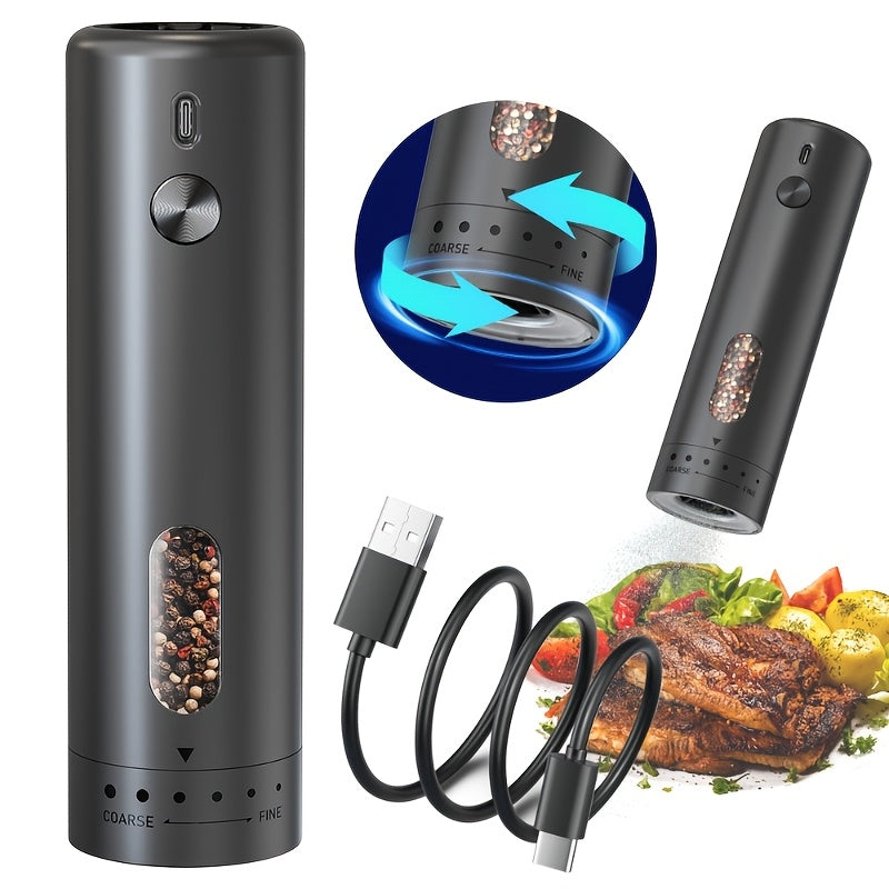 Fully automatic electric pepper grinder ceramic grinding core adjustable five levels spice coarseness food-safe materials Type-C fast