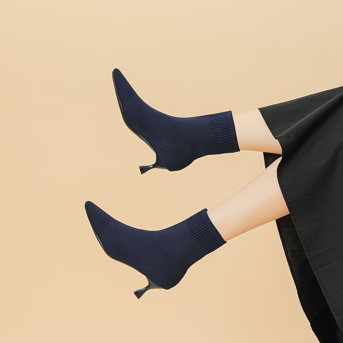 Women's Solid Color Breathable Fabric Ankle Boots Pointed Toe Stilettos