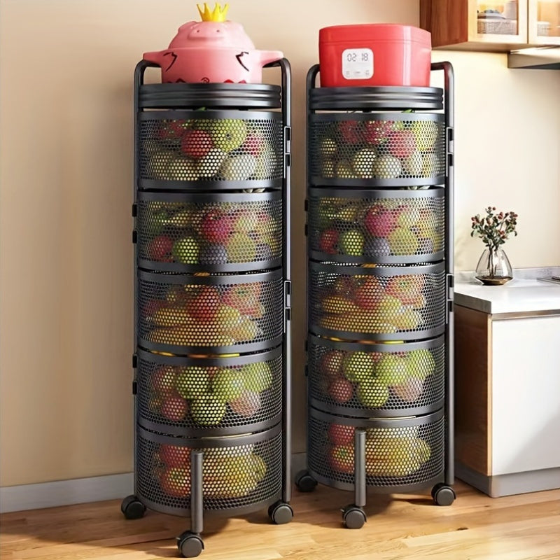 Multi-Tier Metal Storage Rack for Fruits Vegetables Kitchen Living Room Organizer
