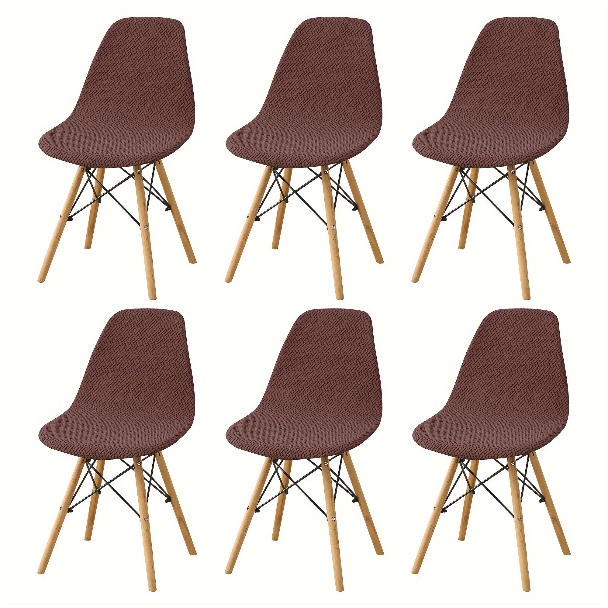 6 Pack Stretch Polyester Spandex Chair Covers for Dining Chairs Slipcovers with Elastic Band and Grip for Home Hotel