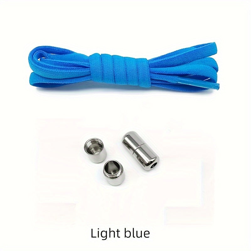 Unisex Elastic No-Tie Shoelaces with Metal Aglets White Sporty Laces