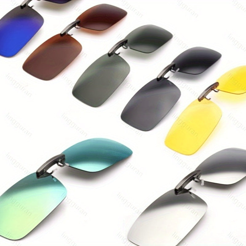 Unisex Fashion Glasses with Clip-On Flip-Up Polarized Lenses for Day and Night Use