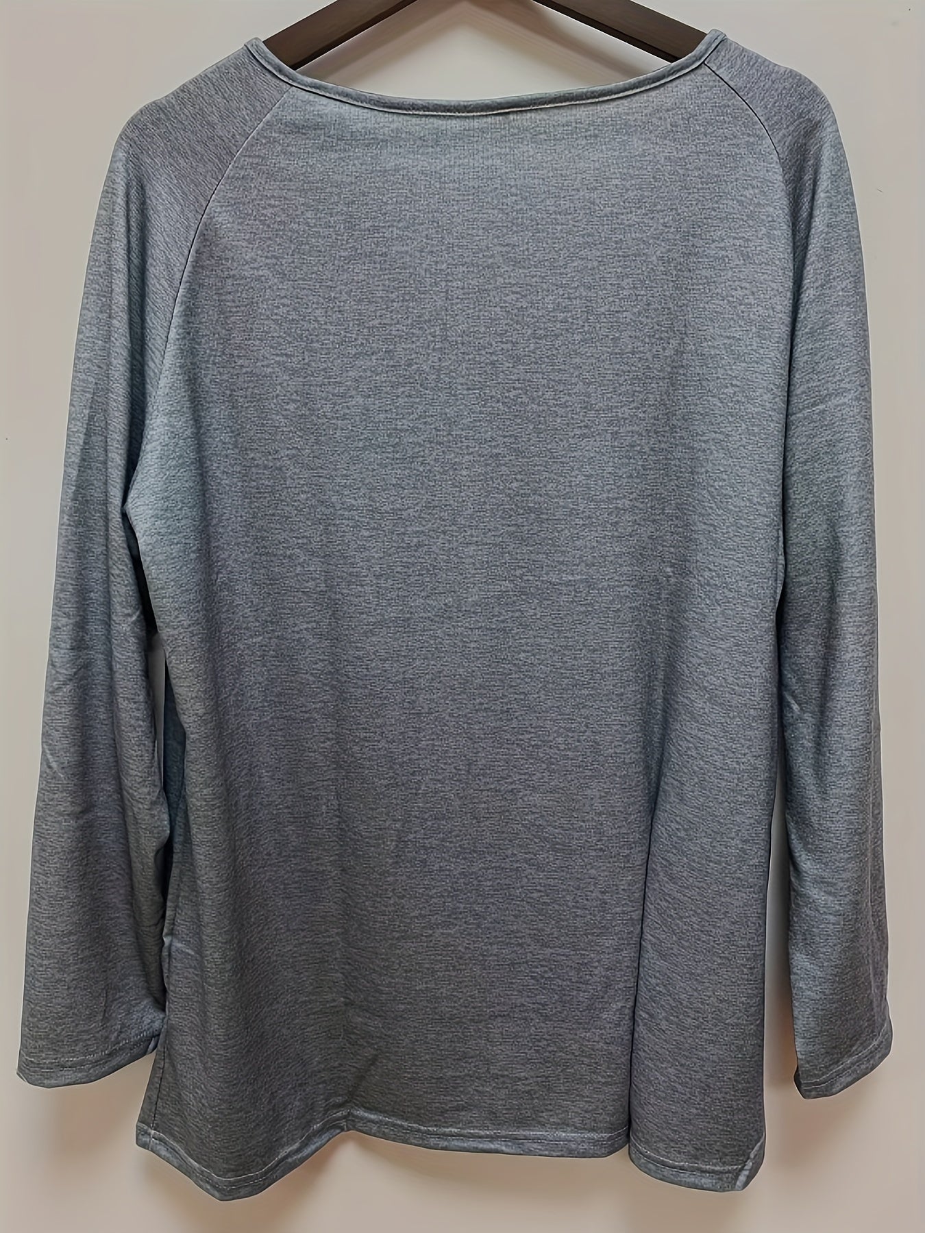 Plus Size V-Neck T-Shirt Long Sleeve Casual Spring Fall Women