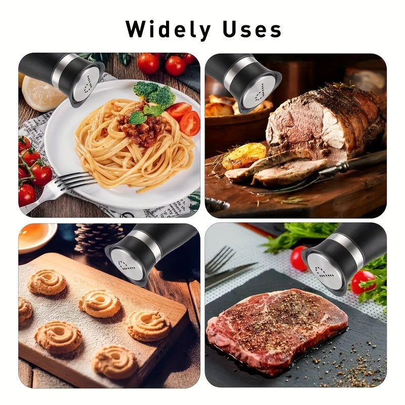 Juego de salero y pimentero con frascos de base de cristal y soporte para cocina, cocina, camping