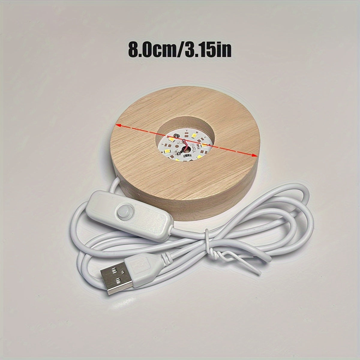 Ручная работа: светодиодная ночная лампа с деревянным основанием и кристальным шаром.