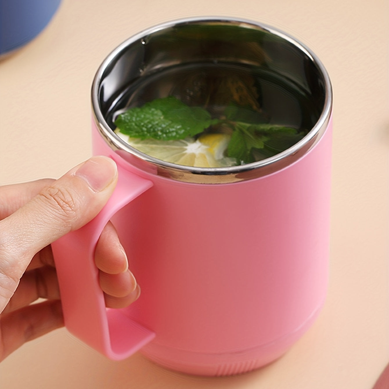 Taza de café de acero inoxidable de 15.6oz con tapa para uso en casa y oficina