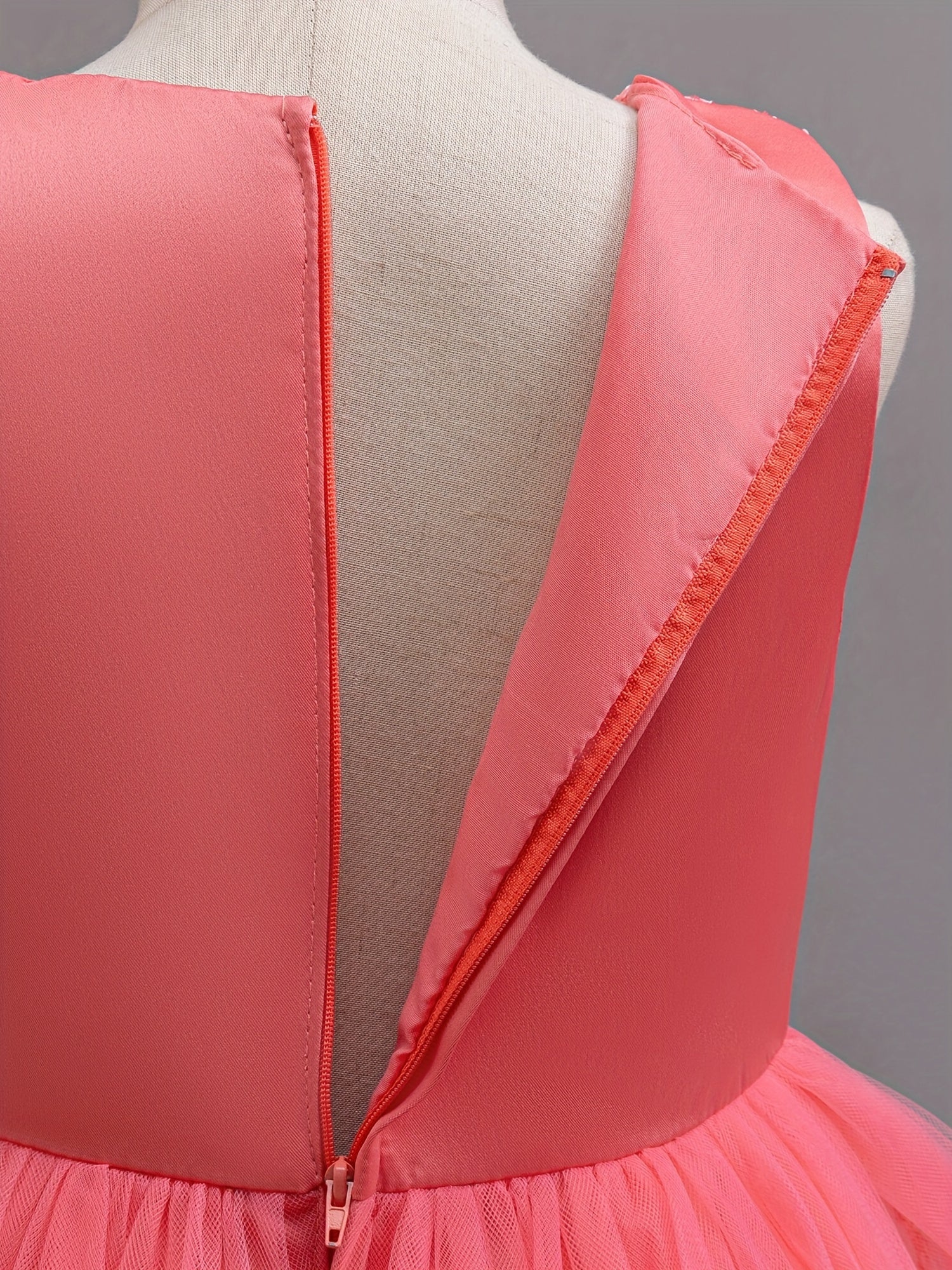 Children's Sleeveless Dress with Tiered Mesh Tutu Faux Pearls Bowknot Floral Summer