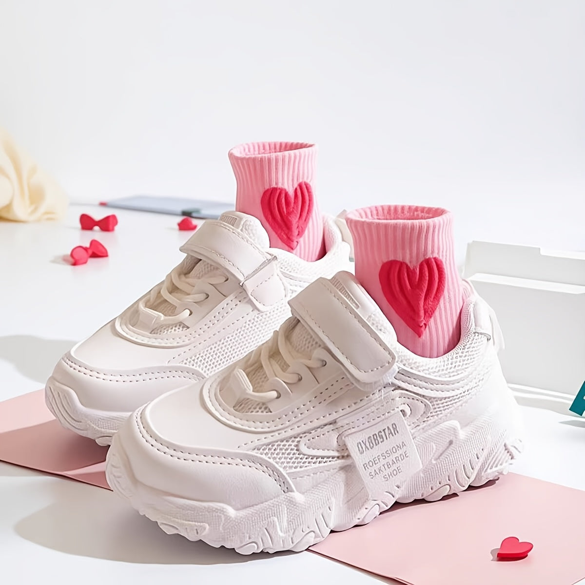 Girls' Mid-Calf Socks All Seasons Knit Polyester Heart Pattern for Ages 2-15