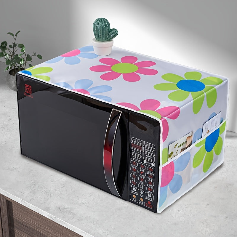 Microwave Cover with Storage Pocket Dustproof Food Cover for Kitchen Appliances