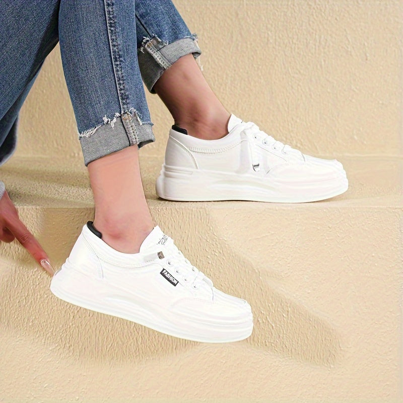 Women's White Breathable Sneakers for Running Casual and Skateboarding