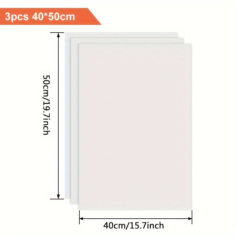 Set of 3 PTFE Non-Stick Heat Transfer and Cooking Mats for Grilling and Ironing